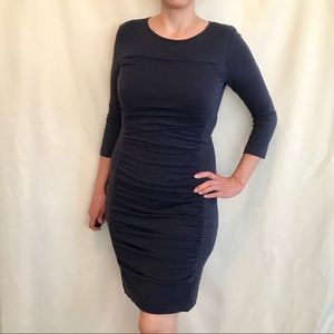 Theory Navy Rouched bodycon dress A235